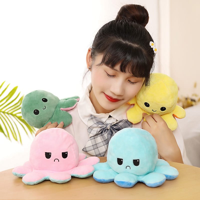 Octopus Plush Vändbart Mjukisdjur